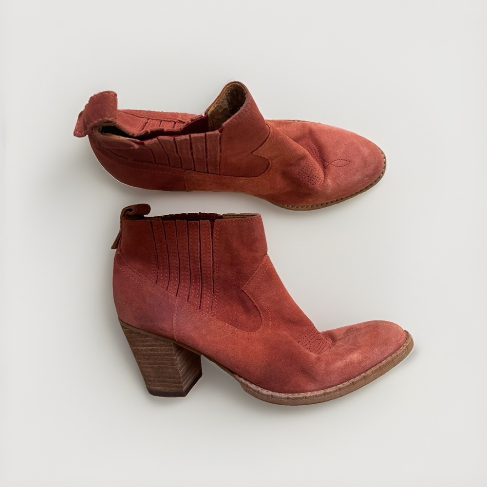 DOLCE VITA Light Terracotta SUEDE WESTERN HEEL ANKLE BOOTIES WOMENS SZ 9